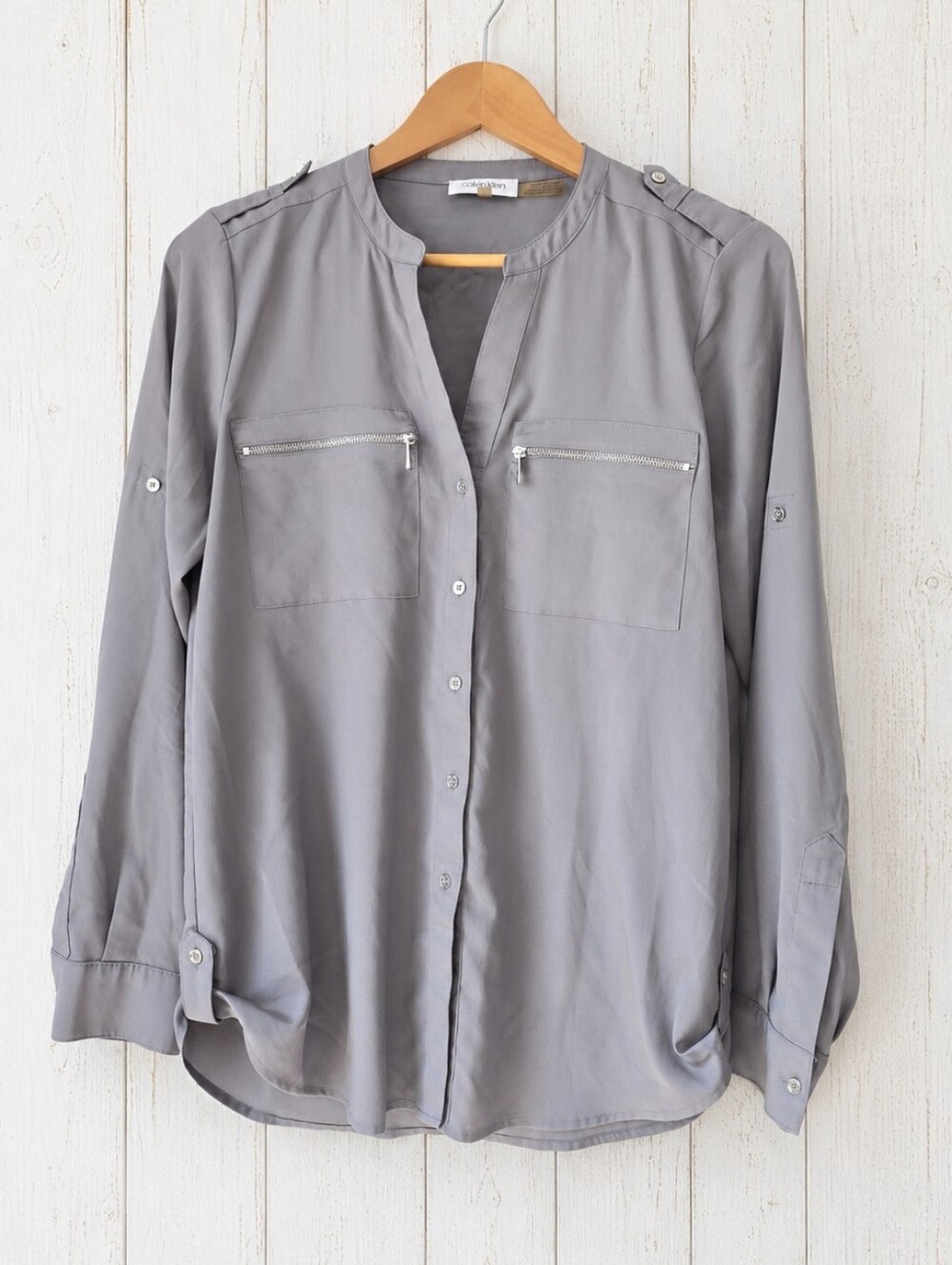 Calvin Klein Light Gray Button Down Shirt Size S